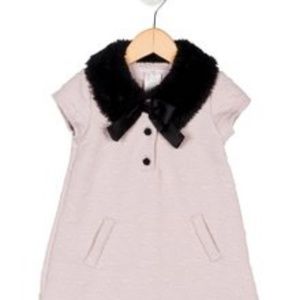 2 Piece Set Dress with Pockets and Faux Fur Collar